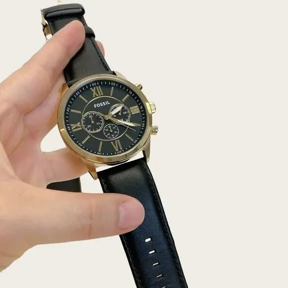 Fossil BQ2823 Flynn Chronograph Black Leather Men's Watch